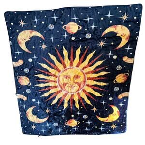 SUN MOON STARS PLANET CELESTIAL UNIVERSE SPACE BLANKET Minky Soft Korea 87x77